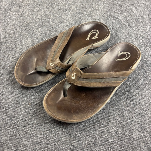 OluKai Other - OLUKAI Men’s Brown Leather Ikoi Sandals Flip Flops size: 11